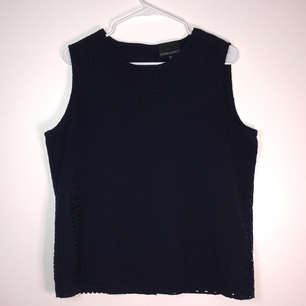 Cynthia Rowley Blue Laser Cut Tank Button Down - Picture 4 of 5